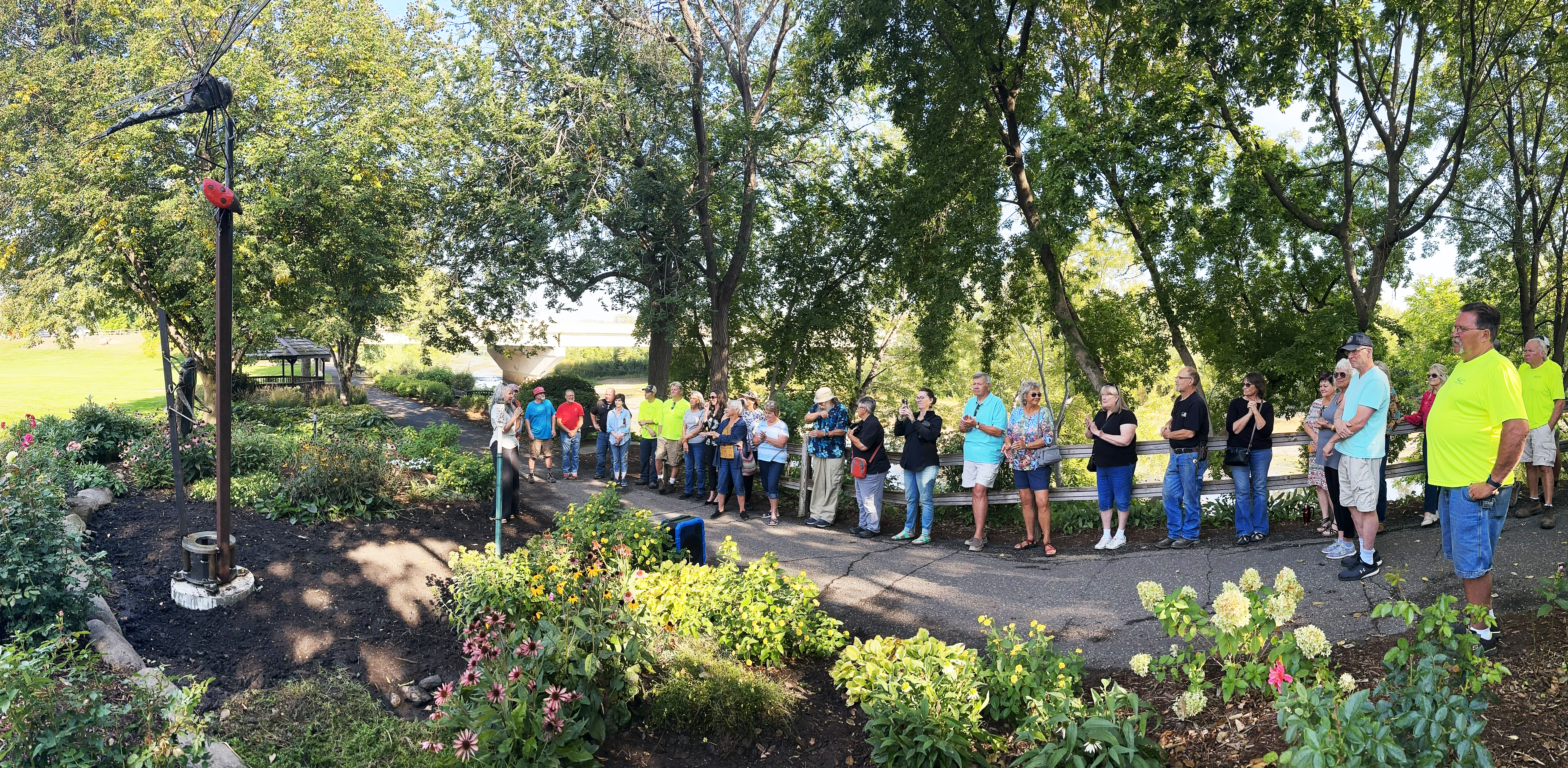 Gathered at East Bridge Park to welcome Parker McDonald and celebrate his latest creation.