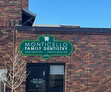Monticello Family Dentistry building with new signage.
