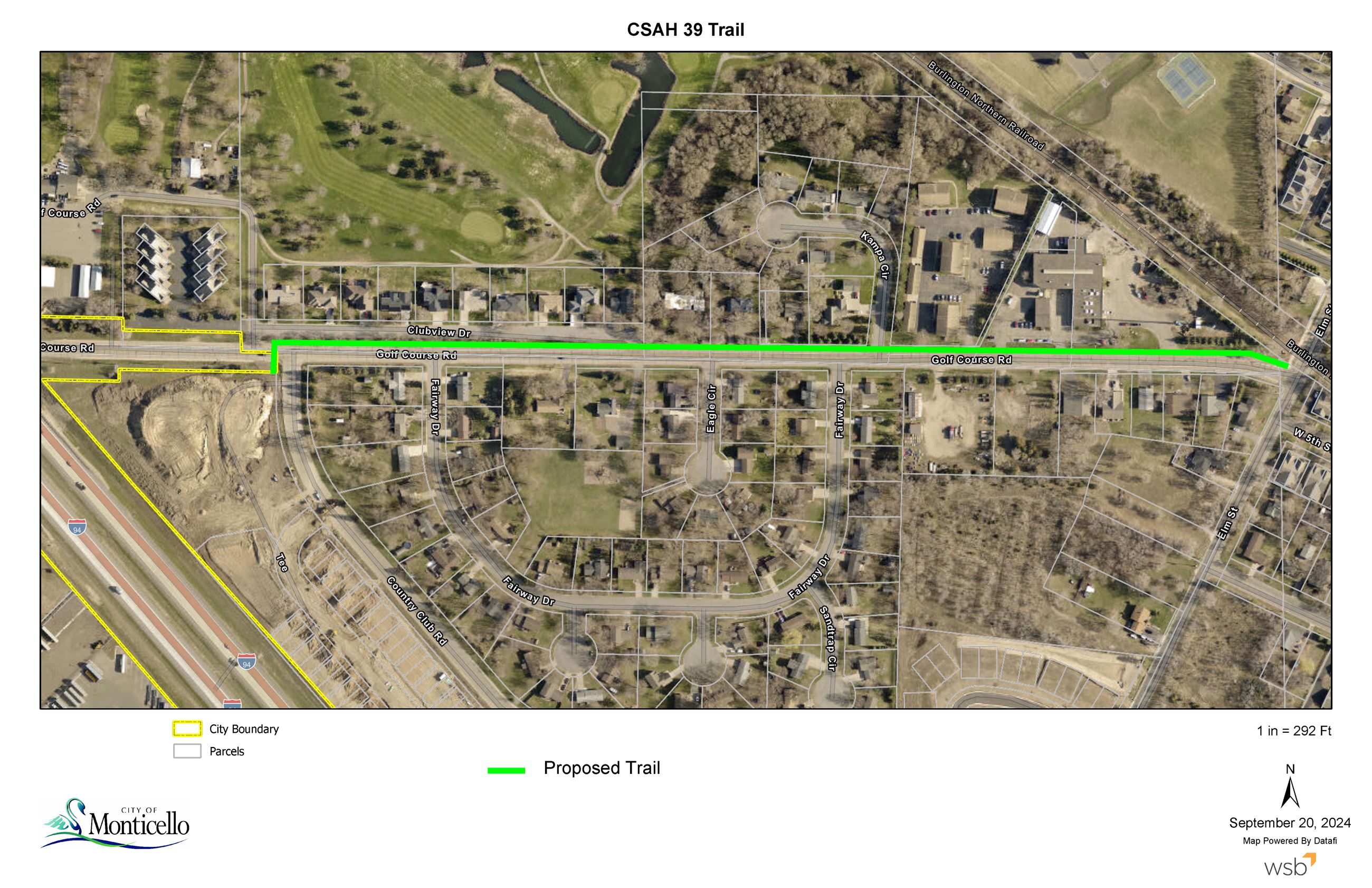 Golf Course Road (CSAH 39) Trail Project Area from Elm Street to 7th Street.
